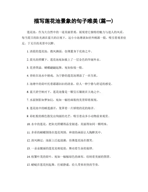 描写莲花池景象的句子唯美(精选2篇)
