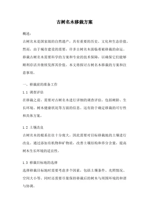古树名木移栽方案