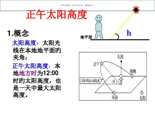 正午太阳高度标准