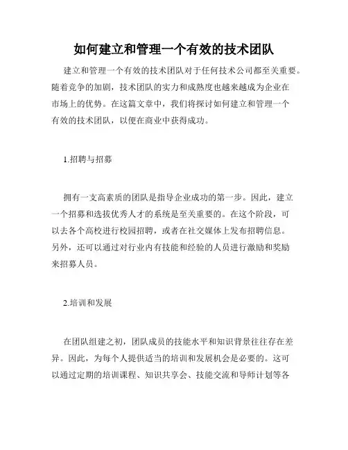 如何建立和管理一个有效的技术团队
