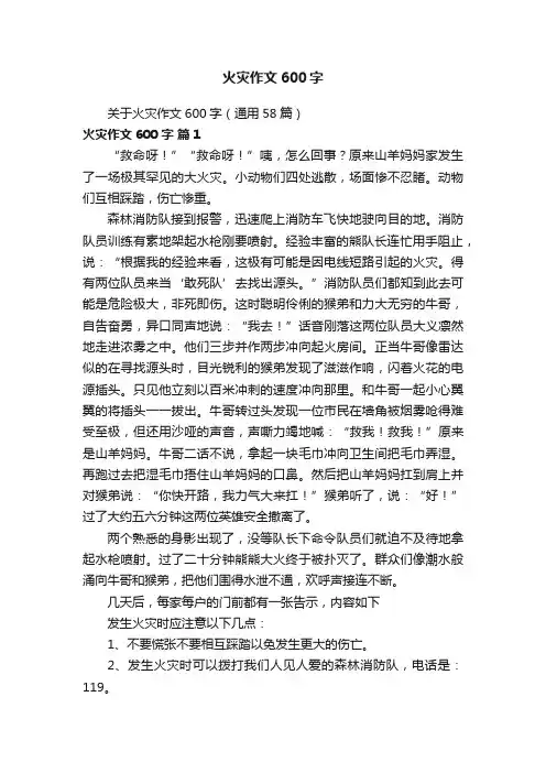 关于火灾作文600字（通用58篇）