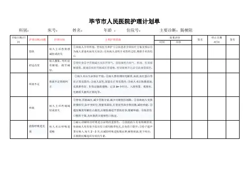 肠梗阻护理计划书