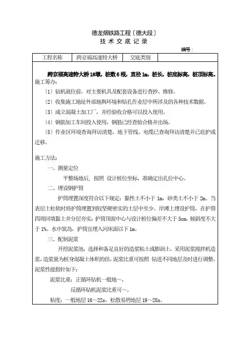 技术交底记录表(格式)