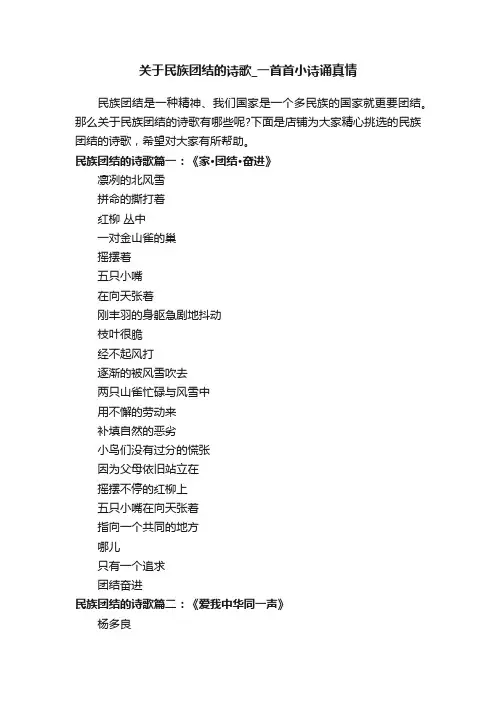 关于民族团结的诗歌_一首首小诗诵真情