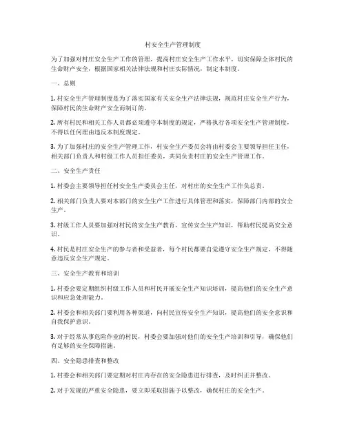村安全生产管理制度