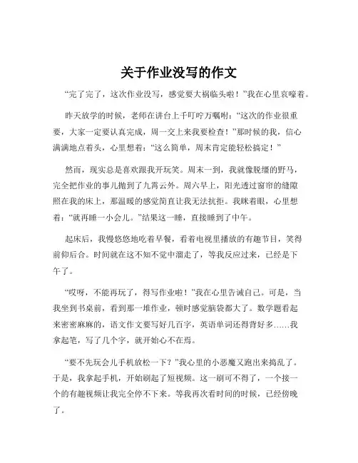关于作业没写的作文