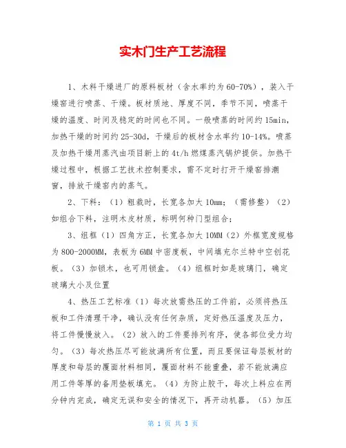 实木门生产工艺流程