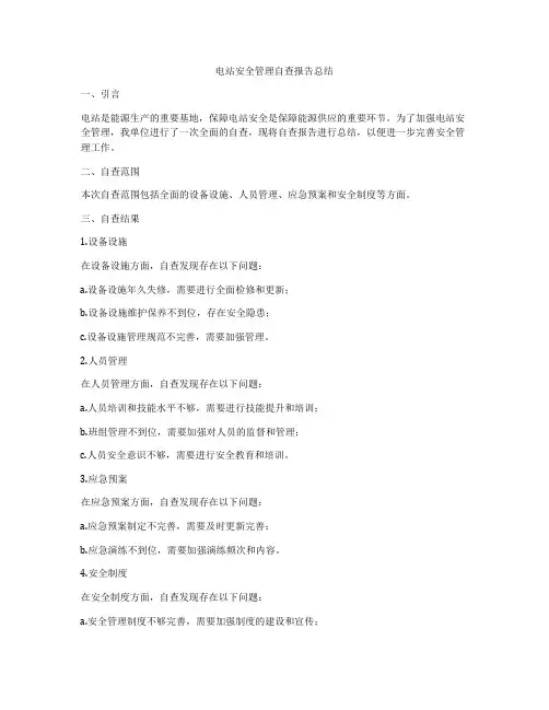 电站安全管理自查报告总结
