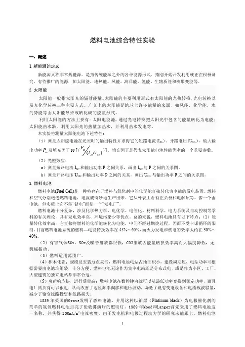 燃料电池综合特性实验