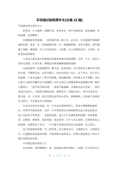 不该错过的风景作文(合集15篇)