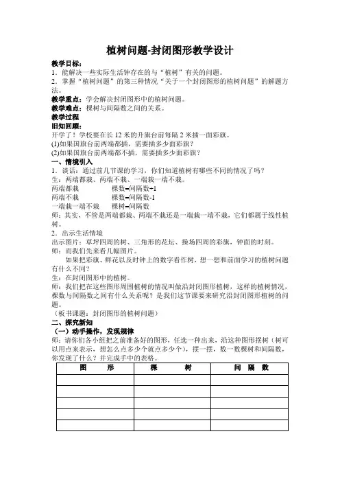 植树问题-封闭图形教学设计