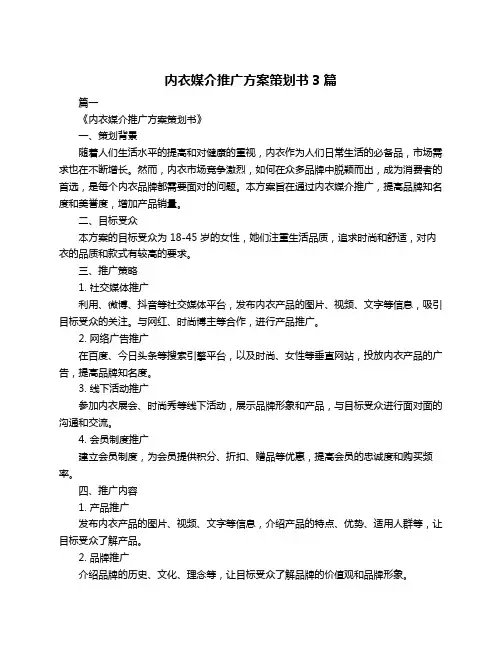 内衣媒介推广方案策划书3篇