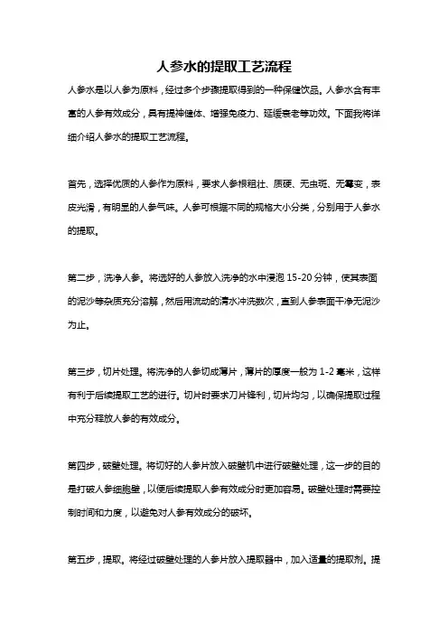 人参水的提取工艺流程