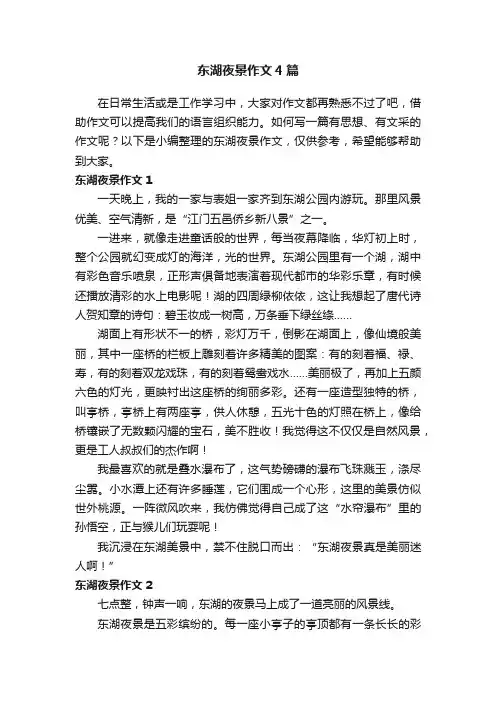东湖夜景作文4篇