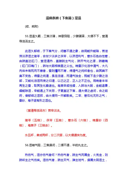 温病条辨（下焦篇）湿温