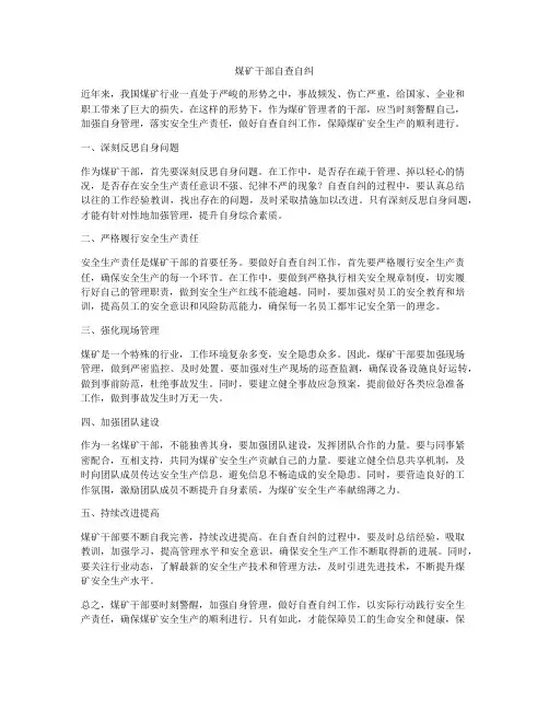 煤矿干部自查自纠