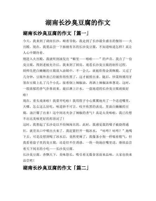 湖南长沙臭豆腐的作文