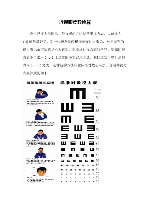 近视眼度数换算