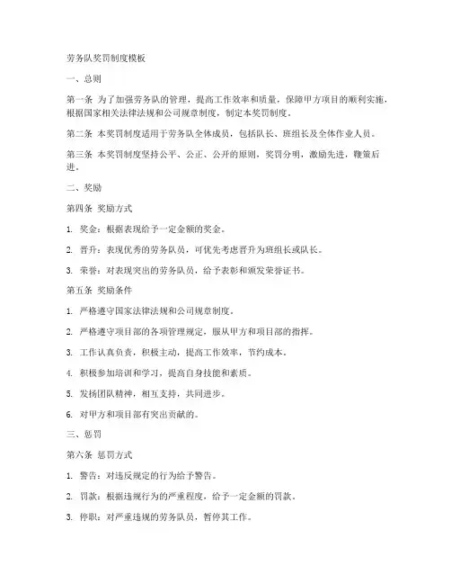 劳务队奖罚制度模板