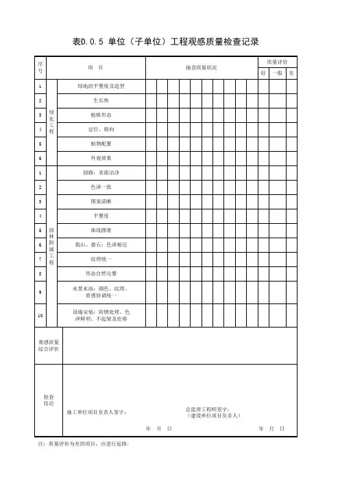 D.0.5 单位(子单位)工程观感质量检查记录