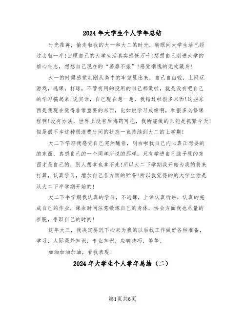 2024年大学生个人学年总结（六篇）