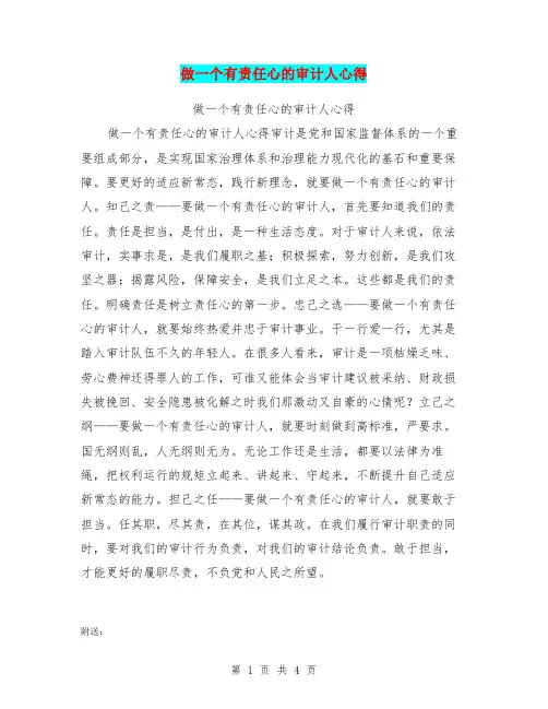 做一个有责任心的审计人心得