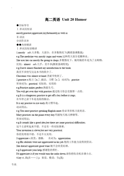 高二英语 Unit 20 Humor