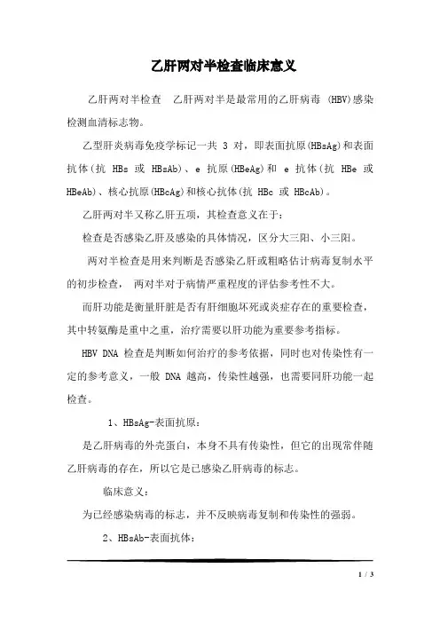 乙肝两对半检查临床意义_0
