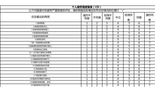 个人疲劳强度量表(CIS)