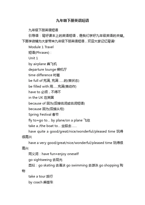 九年级下册英语短语