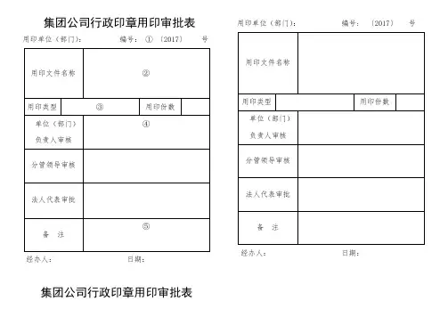 工程公司-集团公司用印审批表(表样)