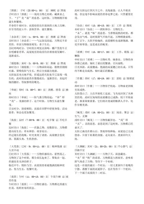 古时十二时辰名称与含义