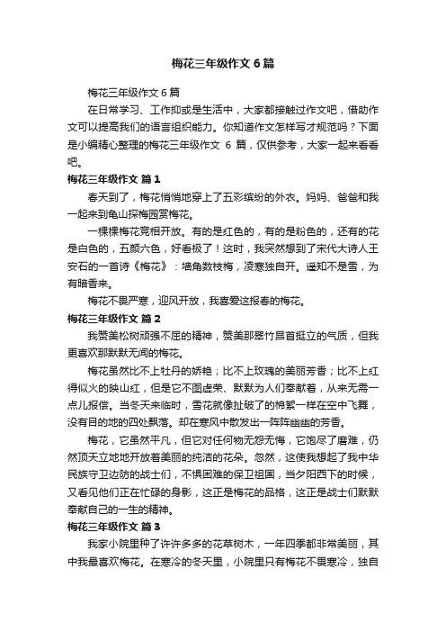 梅花三年级作文6篇