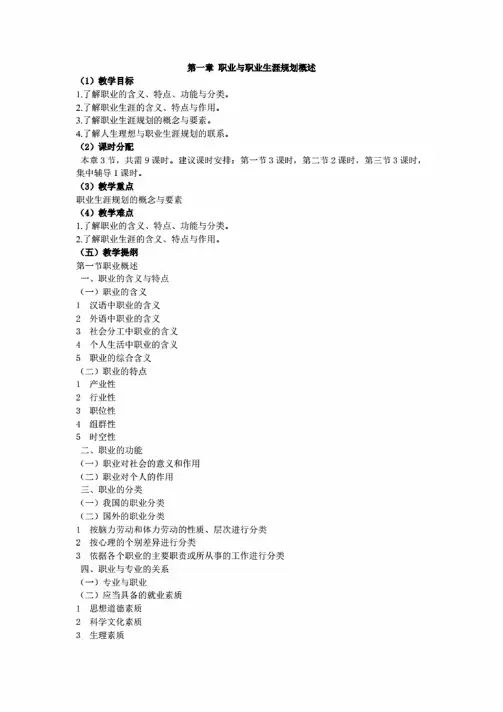 大学生职业生涯规划与就业指导全套教案