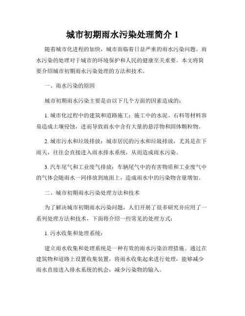 城市初期雨水污染处理简介1