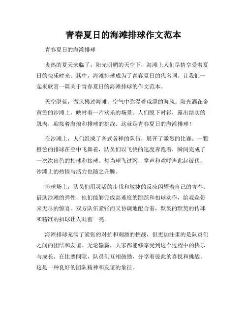 青春夏日的海滩排球作文范本