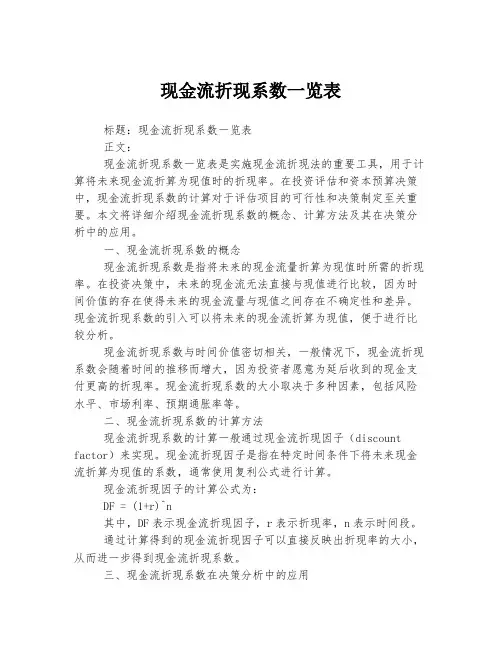 现金流折现系数一览表
