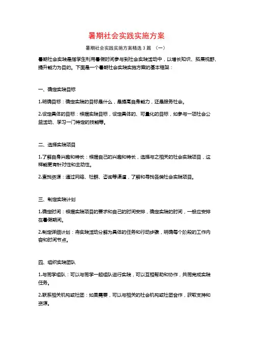 暑期社会实践实施方案3篇