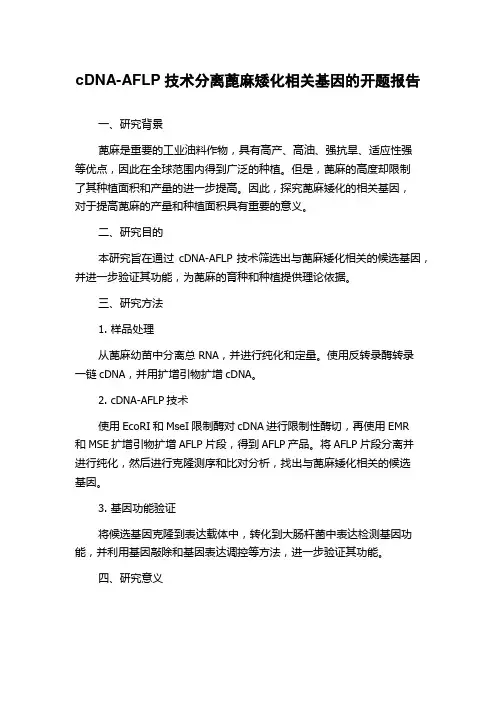 cDNA-AFLP技术分离蓖麻矮化相关基因的开题报告