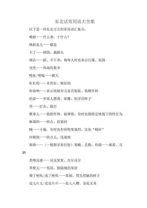 东北话常用语大全集