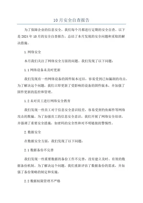 10月安全自查报告