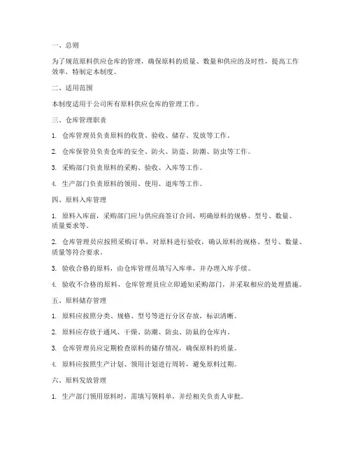 原料供应仓库管理制度