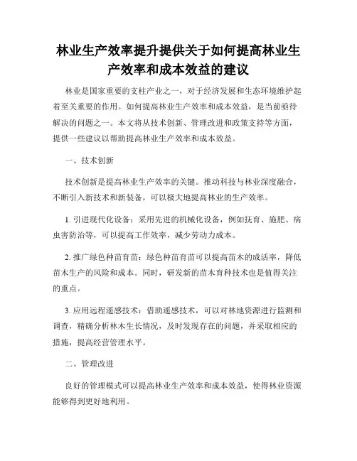 林业生产效率提升提供关于如何提高林业生产效率和成本效益的建议