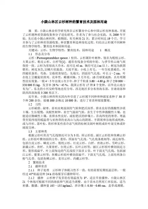 小陇山林区云杉树种的繁育技术及园林用途