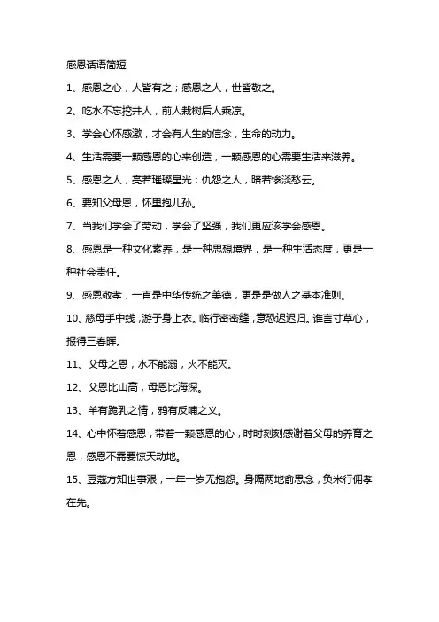 感恩话语简短
