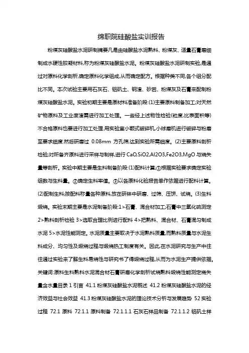 绵职院硅酸盐实训报告