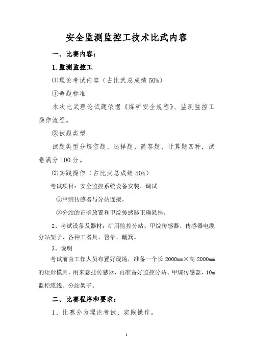 监测监控工技术比武项目内容