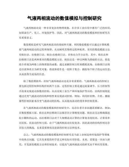 气液两相流动的数值模拟与控制研究