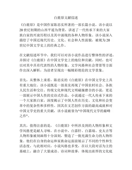 白鹿原文献综述
