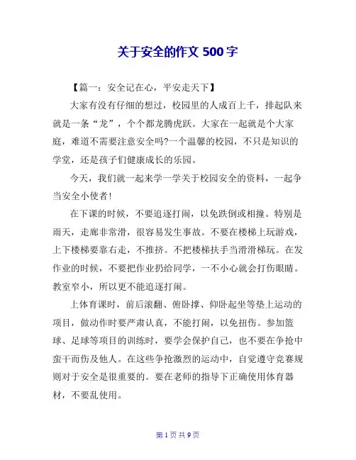 关于安全的作文500字